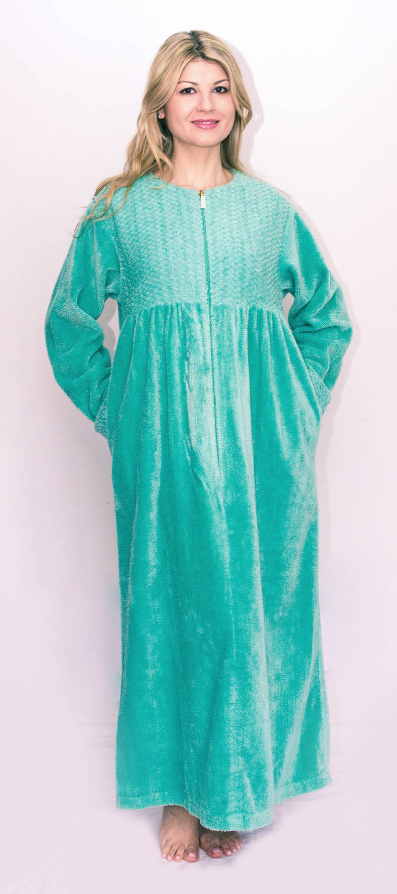 Basket Weave Look Yoke Chenille Bathrobe