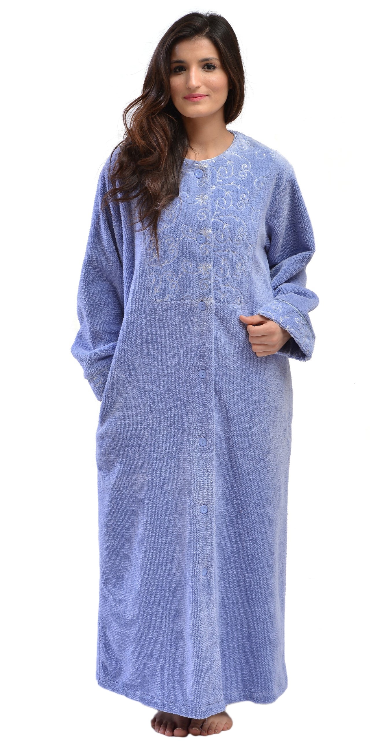 Schiffli Embroidered Full Length Chenille Robe – Bath & Robes